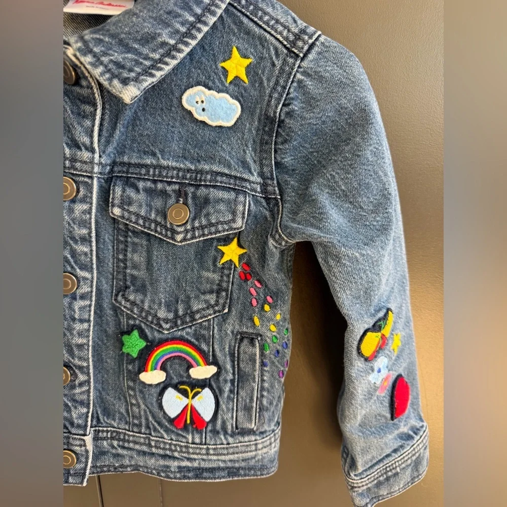 Hanna Anderson | Denim Jean Jacket with Colorful Patches | size 110 | 5